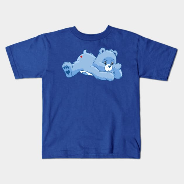 Grumpy bear lying down Kids T-Shirt by tailspalette